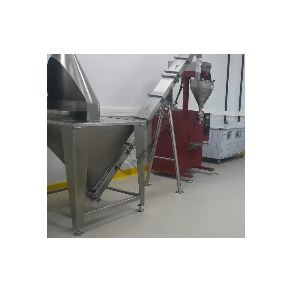 HİPERMAK YARI OTOMATİK SERVO MOTORLU VİDALI TOZ DOLUM MAKİNESİ ve 250 LT BUNKERLİ YARI AÇILIR OTOMATİK BESLEME HELEZONU