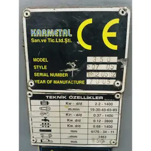 350'LİK TAM OTOMATİK ŞERİT TESTERE KARMETAL