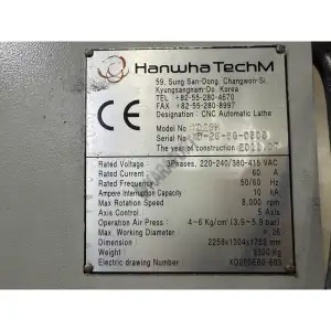 Hanwha XD-26H CNC Kayar Otomat Tezgahı ve Çubuk Sürücü-2011