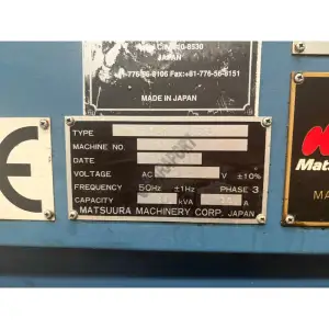 Türkiye’den Matsuura R-Plus 550 Çift Tabla CNC Dik İşleme Merkezi–2008